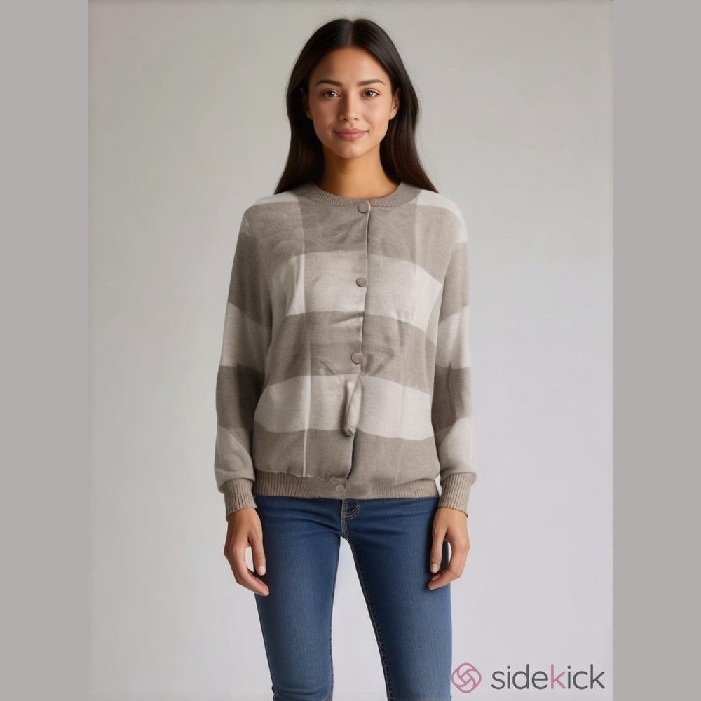 Evolution Plaid Checks Snap Button Cardigan - Med… - image 1